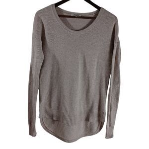 Madewell Oatmeal Women's XS High Lo Long Sleeve Knit Casual Sweater Minimalist